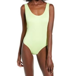 Top shop Lime Green Ribbed One Piece Swimsuit